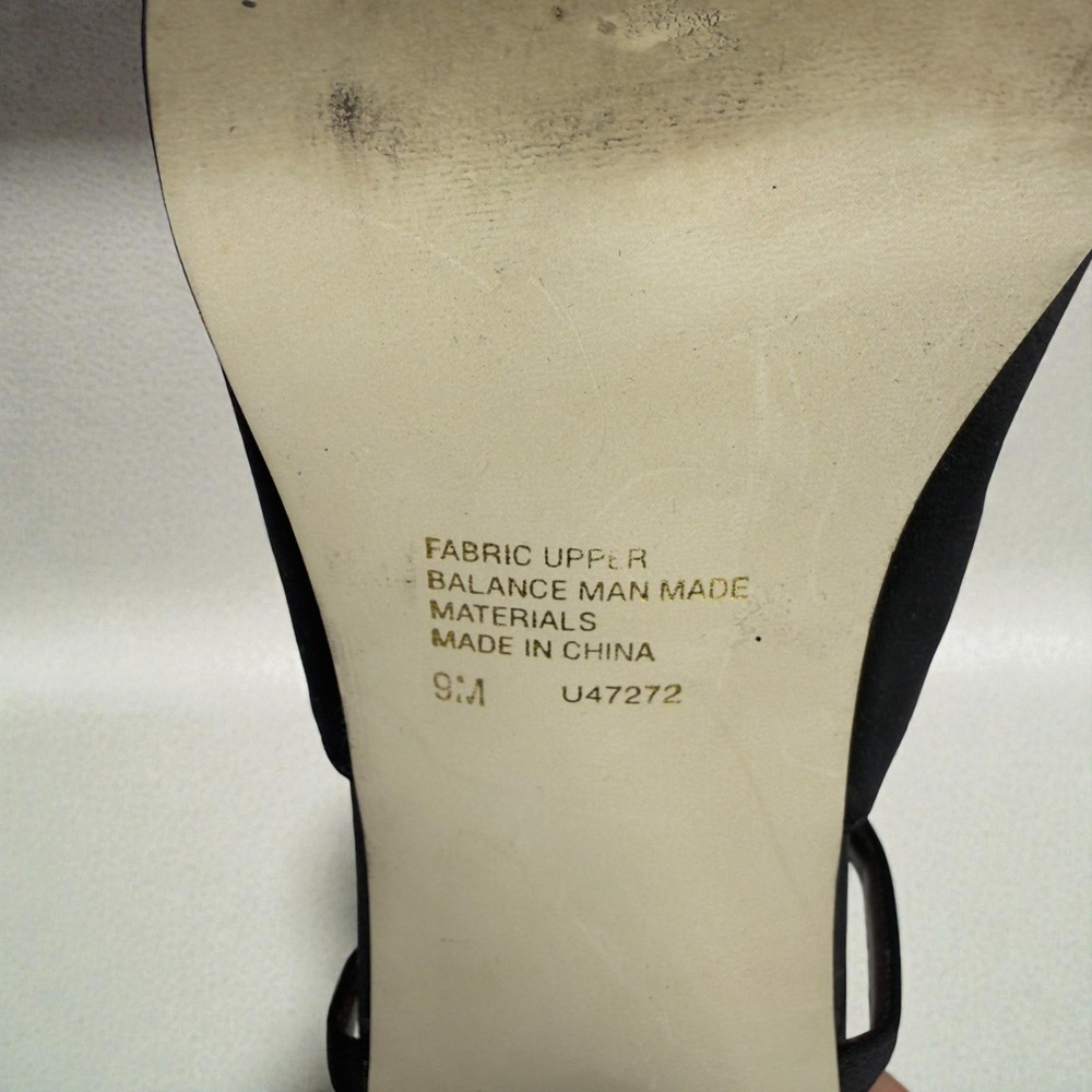 Y2K Unlisted Black Satin‎ Chunky Block Heel Slingback Close Toed Shoes Size 9M - Picture 6 of 7
